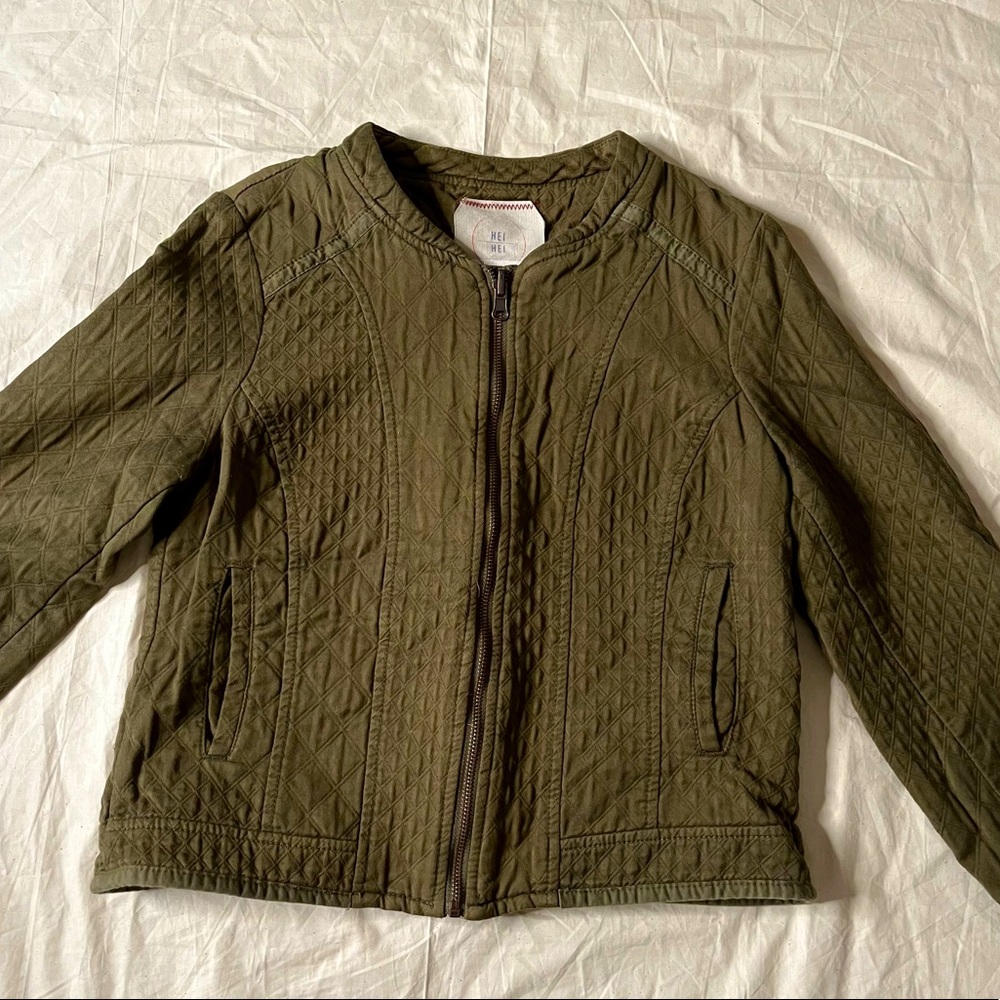 Anthropologie Hei Hei Green Quilted Jacket Size M